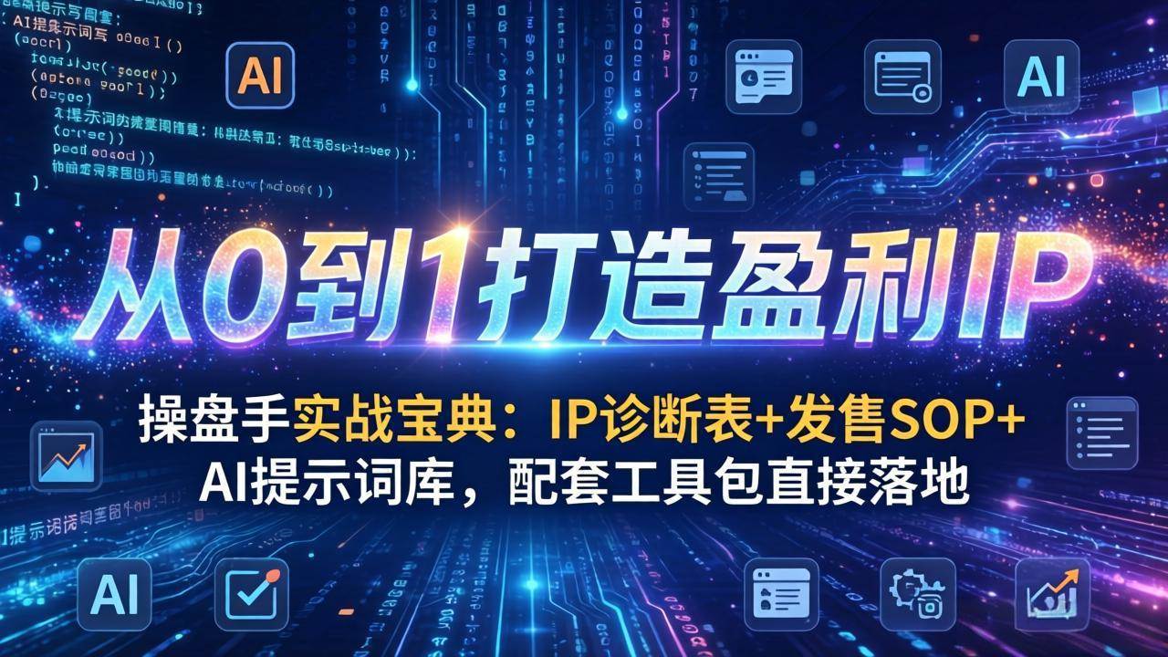 （17593期）操盘手实战宝典：IP诊断表+发售SOP+AI提示词库，配套工具包直接落地，从0到1打造盈利IP-小五资源网 - 活动线报,软件,教程分享平台