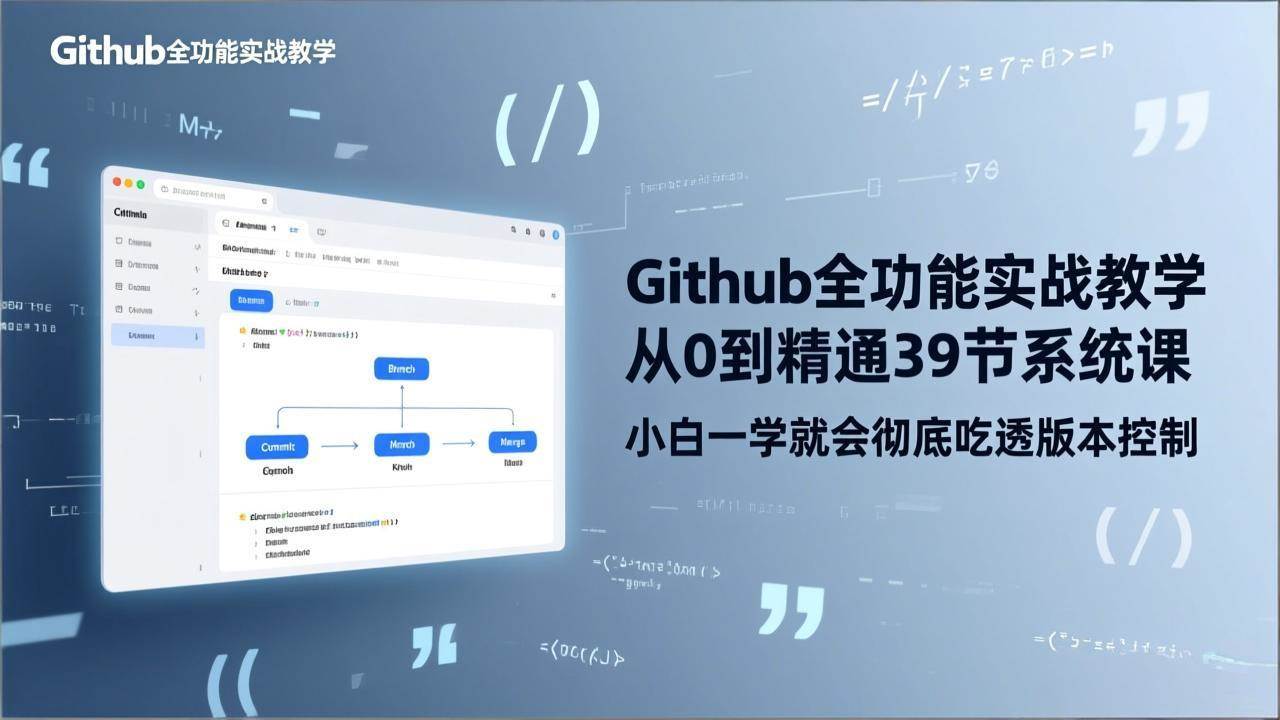 （17501期）GitHub-全功能实战教学，从0到精通39节系统课，小白一学就会彻底吃透版本控制-小五资源网 - 活动线报,软件,教程分享平台
