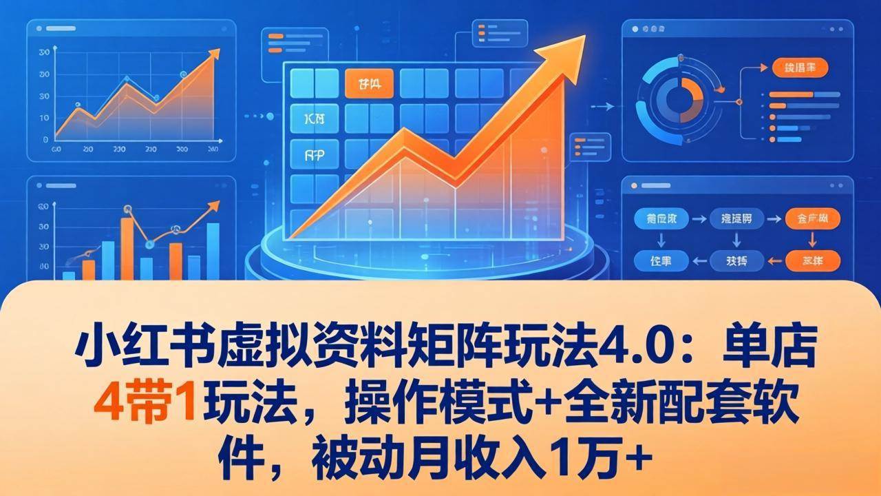 （17730期）小红书虚拟资料矩阵玩法4.0：单店4带1玩法，操作模式+全新配套软件，被动月收入1万+-小五资源网 - 活动线报,软件,教程分享平台