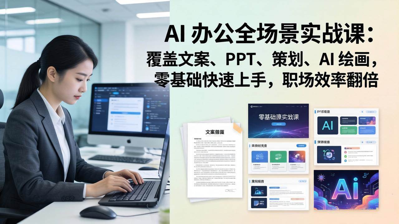 （17732期） AI 办公全场景实战课：覆盖文案、PPT、策划、AI 绘画，零基础快速上手，职场效率翻倍-小五资源网 - 活动线报,软件,教程分享平台
