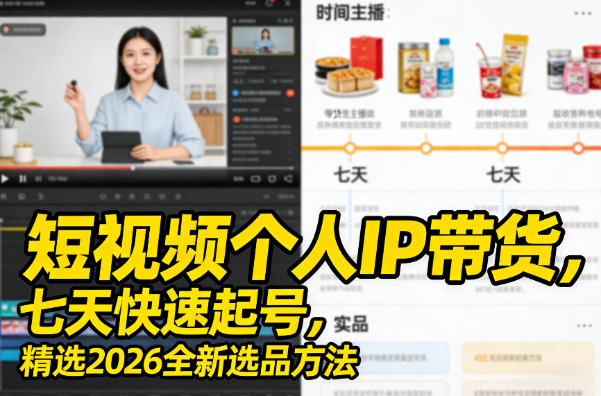短视频个人IP带货，七天快速起号，精选2026全新选品方法-小五资源网 - 活动线报,软件,教程分享平台