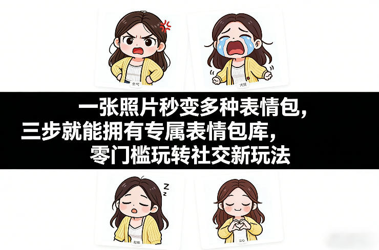 一张照片秒变多种表情包，三步就能拥有专属表情包库，零门槛玩转社交新玩法【文档】-小五资源网 - 活动线报,软件,教程分享平台